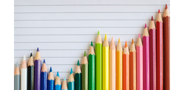 Set of colored pencils arranged to look like a graph