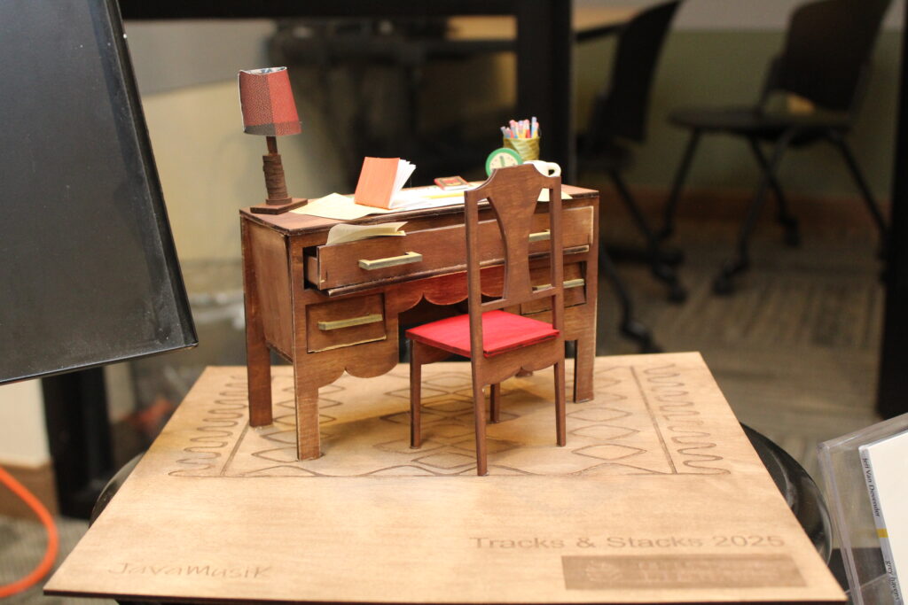 One of the six unique tiny desks that Shari built to be included in each video and given to the musicians as a memento. 