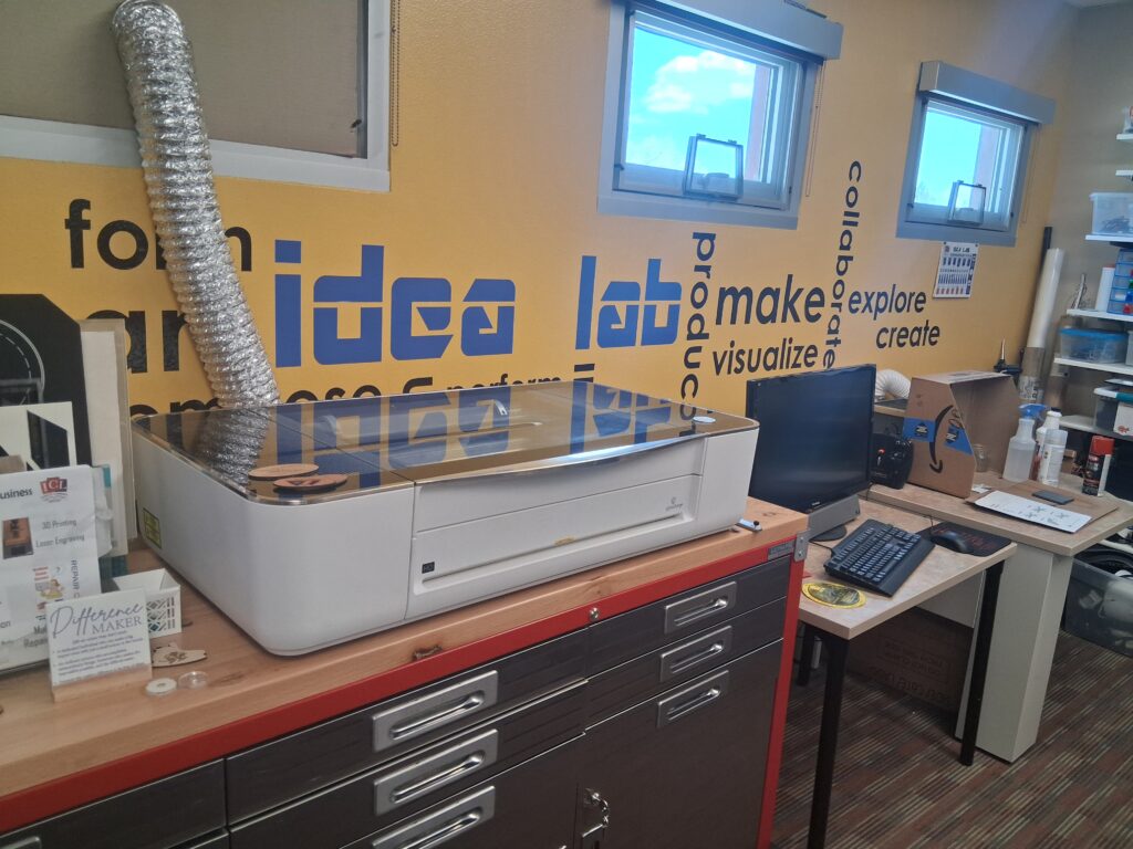 The Idea Lab’s Glowforge laser engraver.
